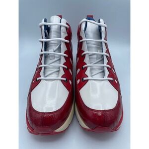 Belvedere Kevin Ostrich Leg Leather Mid Top Sneakers White Red Blue Mens 12
